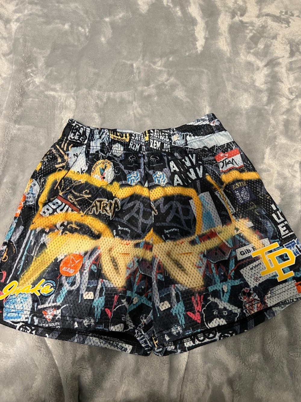 Inaka Power Black Yellow Graphic Athletic Shorts